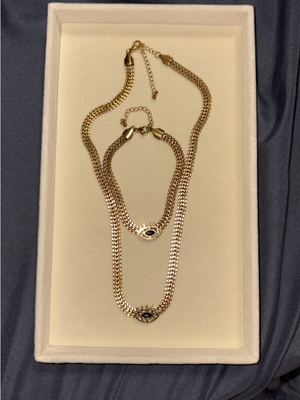 Gold-Tone Evil Eye Layered Necklace Set